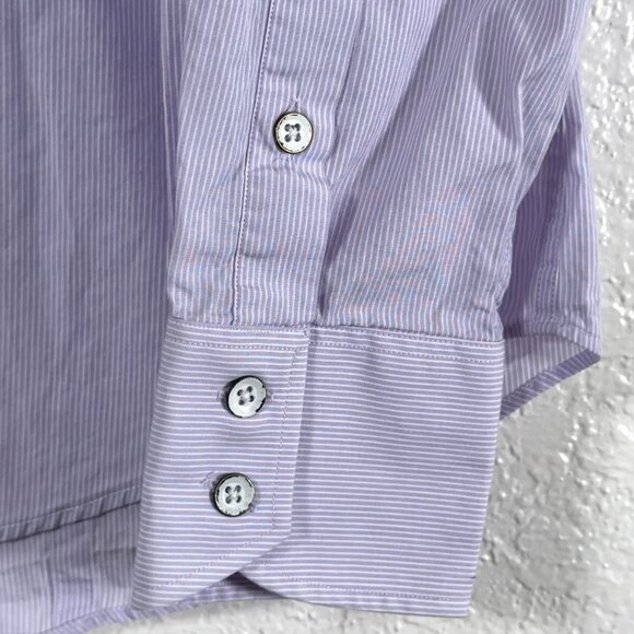 Rag & Bone L/S Lilac Stripe Weathered Button Shirt 100% Cotton Men's Size 17(XL) - Picture 4 of 7